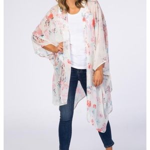 NWT! Maternity Kimono white floral